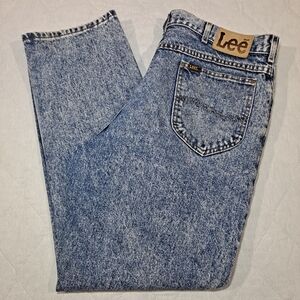 Classic Lee Acid Washed Jeans Men's 36x30 Actual Size 35x29 Blue Straight Leg